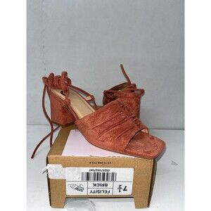 Journee Collection Felisity Brick Open Toe Mid Block Heel Pumps Sz 7.5M